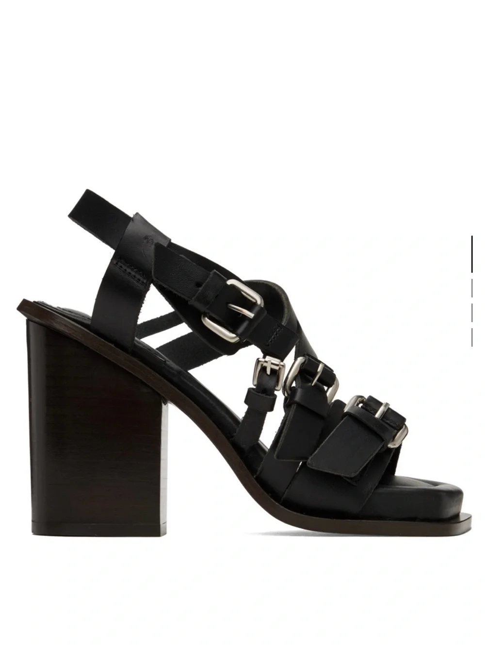 Lemaire Black Leather Buckle Block Heel Sandals
